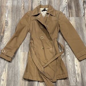 New York & Company Brown Double-Breasted Trench Coat